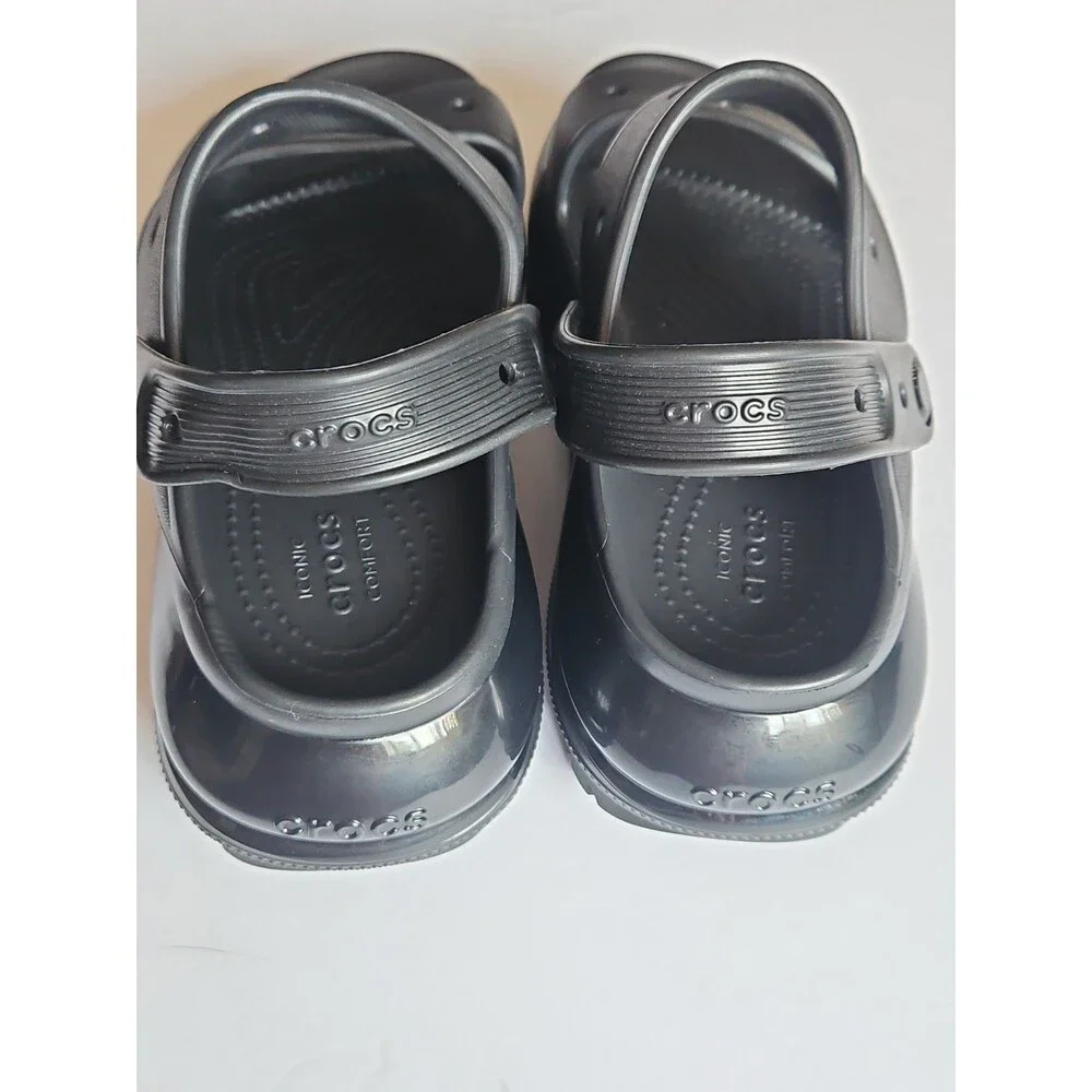 Crocs Classic Mega Crush Black Platform Sandals US 6